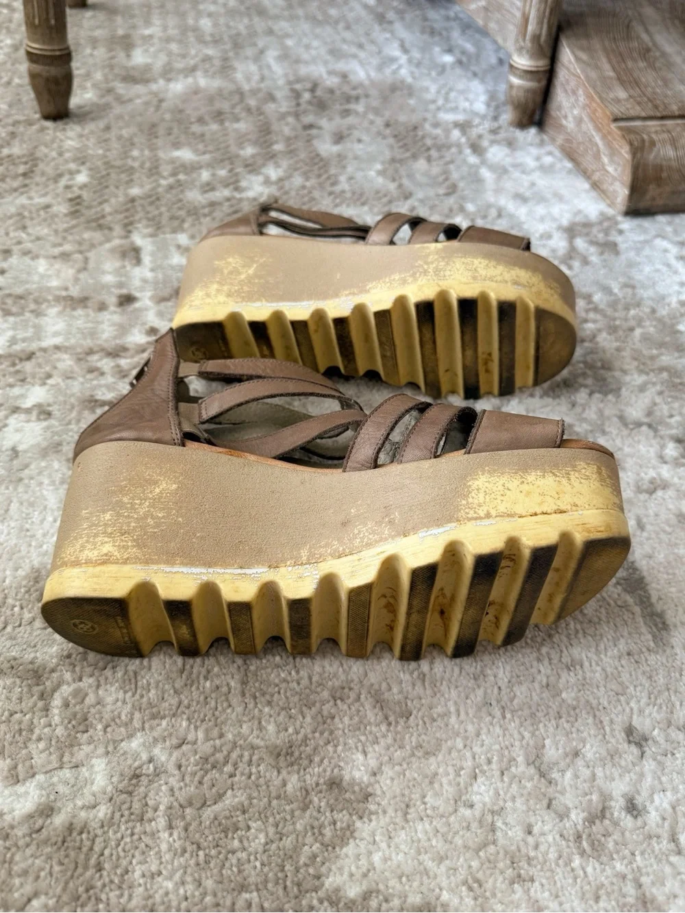 Made in Italy Tan Leather Wedges